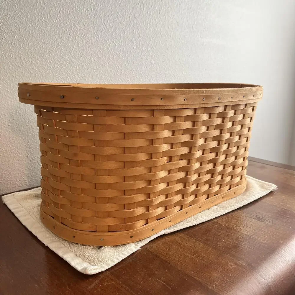 Longaberger Workload Basket Handwoven Storage Signed Wood Wicker USA Decor